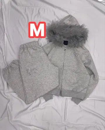 90 Logo Glitter Fur Zip Hoodie x Pants
