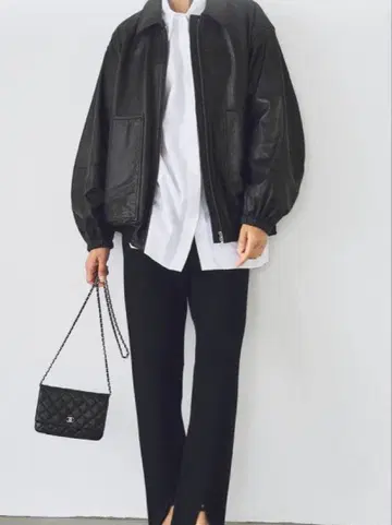 [택 포함 새상품] Plage 가죽 블루종 블랙 사이즈 38