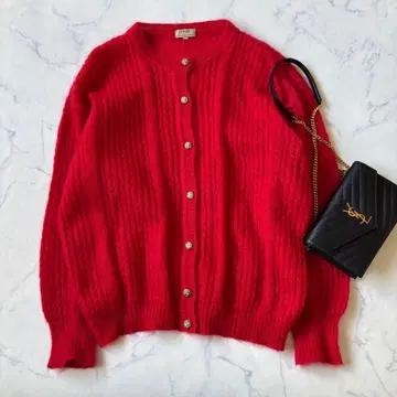 이탈리아제 모헤어 니트 가디건 긴팔 레드 SPRINT 6894