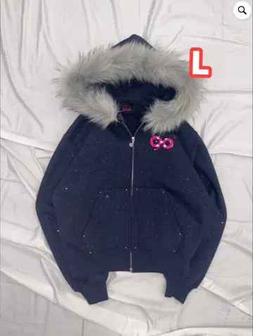 90 Logo Glitter Fur Zip Hoodie