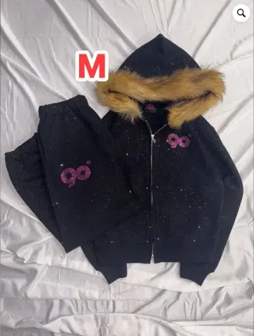 90 Logo Glitter Fur Zip Hoodie x Pants