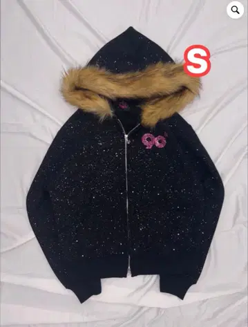 90 Logo Glitter Fur Zip Hoodie
