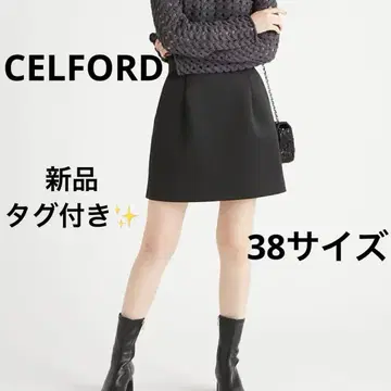 택 포함 새상품 CELFORD 셀포드 전개 미니 스커트 블랙 M