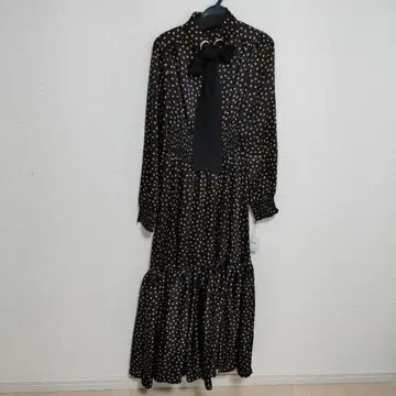 미사용 새상품 도트 리본 포함 원피스