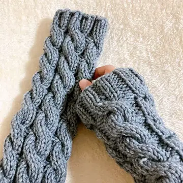 핸드워머 그레이 암워머 아란 무늬 가을/겨울 핸드메이드 방한