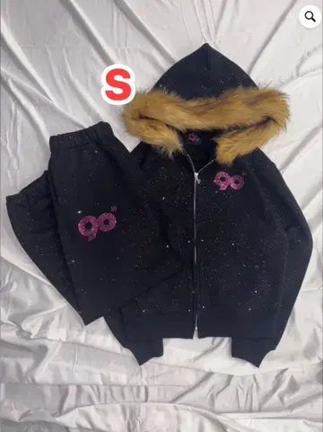 90 Logo Glitter Fur Zip Hoodie x Pants