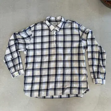 YAECA Comfort P/O 셔츠 네이비 체크 XL 초목 염색