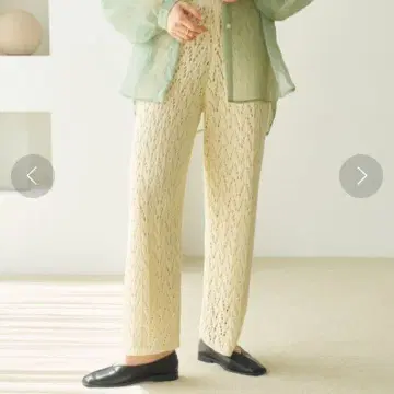 [ 미사용 새상품 hinari ] 테이프얀 시스루 패턴 니트 팬츠