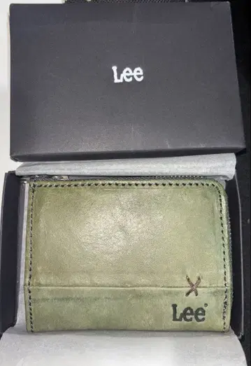 Lee 천연 가죽 코인 케이스 동전 지갑 미니 지갑 그린 카키