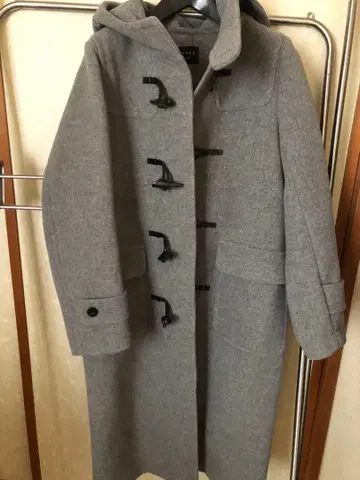 MACPHEE 그레이 더플 코트 후드 부착