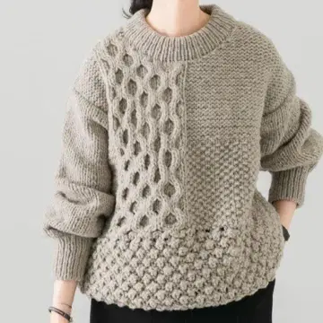 카구레 아란 무늬 패치워크 니트