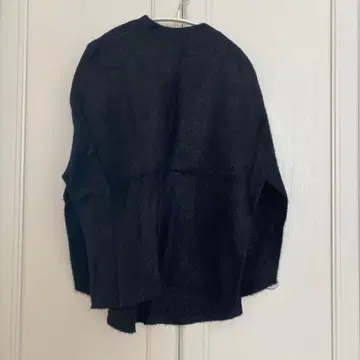 고급 블랙 퍼 니트 긴팔 슬릿 판초