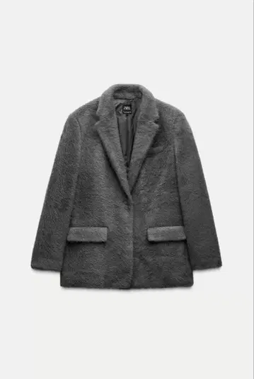ZARA 스트레이트 핏 오버사이즈 소프트 페이크 퍼 블레이저