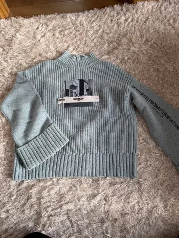 리브 하이넥 스웨터 라이트 블루