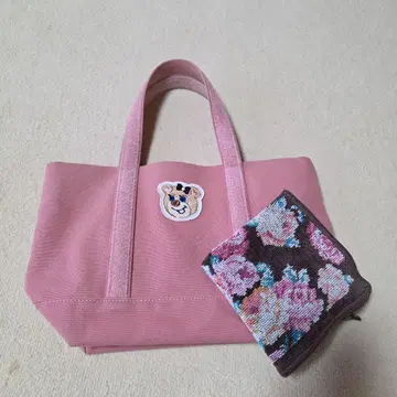 페이러 올드 테디걸 와펜 토트백 핑크 소 사이즈