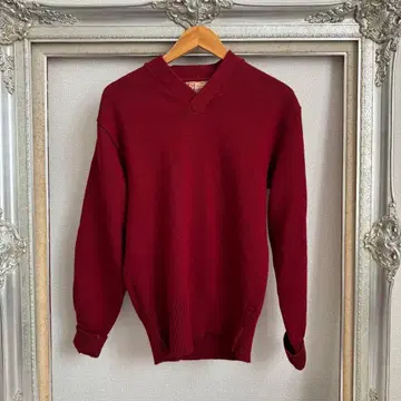 새상품급 빈티지 50's 로우 게이지 V넥 스웨터 니트 와인 레드