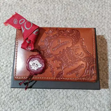 [ 새상품급 ] 오로비안코 브라운 가죽 명함지갑 엠보싱 가공