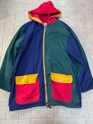 90s 크레이지 패턴 후드 코트 구제 의류