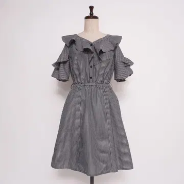 새상품급 세실 맥비 스트라이프 패턴 프릴 원피스 사이즈 M*LD974