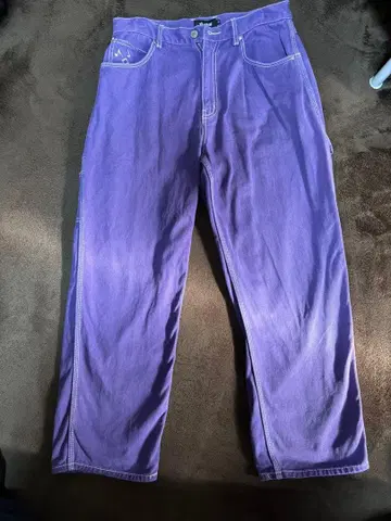 퍼플 데님 팬츠 포켓 부착