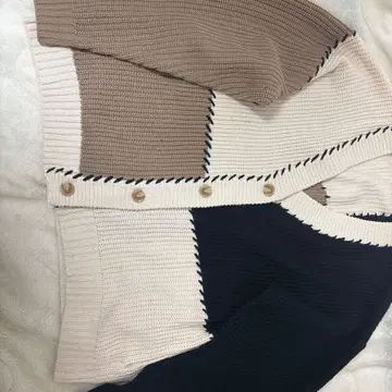 블록 컬러 니트 가디건