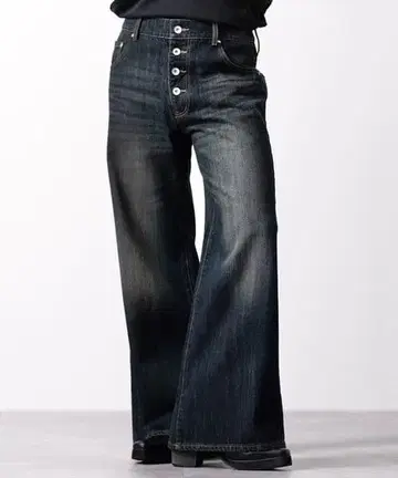 CLEL 빈티지 디자인 판탈롱 데님 팬츠 인디고 블루 M