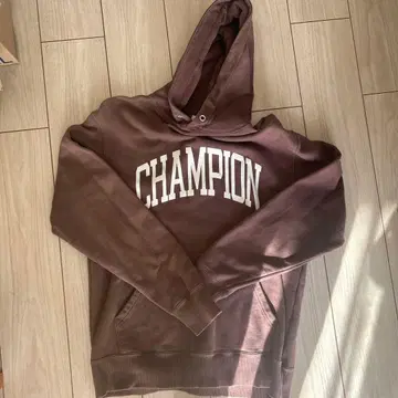 Champion 브라운 후드 부착 후드티 L 사이즈