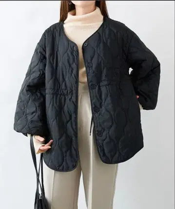 rejoule 퀼팅 코트 블랙 퀼팅 자켓