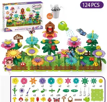 124피스 플라워 빌딩 꽃과 정원의 DIY완구 블록 완구