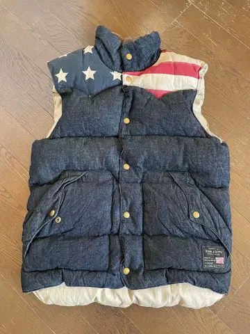 DENIM & SUPPLY 미국 국기 다운 베스트 랄프 로렌