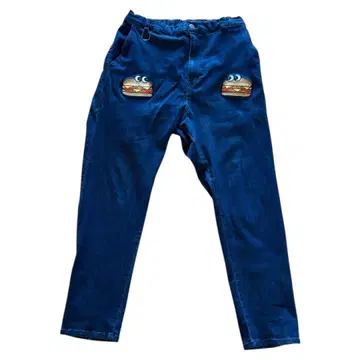 햄버거 자수 데님 팬츠