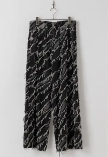 [ casper john ] 프린지 자카드 배기 데님 M 사이즈 블랙