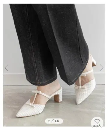 RANDA 란다 리본 T 스트랩 뮬 펌프스 아이보리 M 사이즈