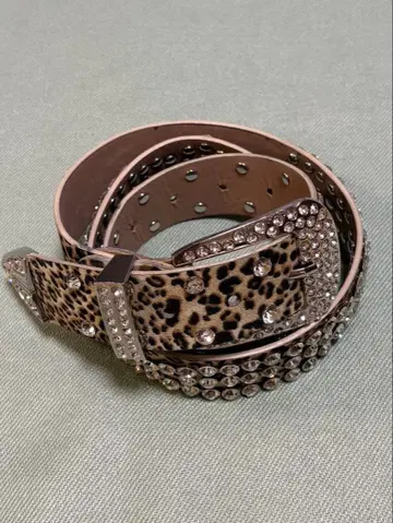 레오파드 무늬 스톤 벨트