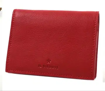 IL BISONTE 빨간색 가죽 접이식 지갑