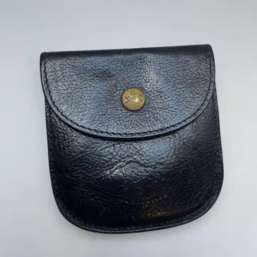 IL BISONTE 천연 가죽 블랙 코인 케이스