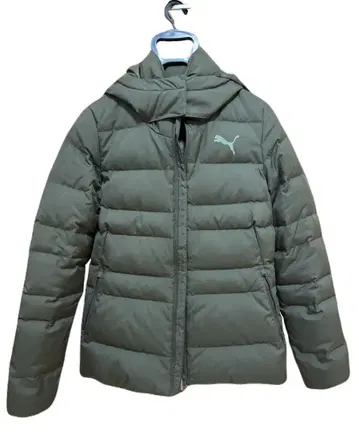 Puma 여성용 다운 자켓 후드 부착 올리브 그린 S