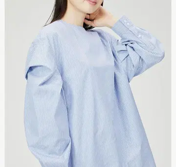 미라 오웬 스트라이프 벌룬 슬리브 셔츠