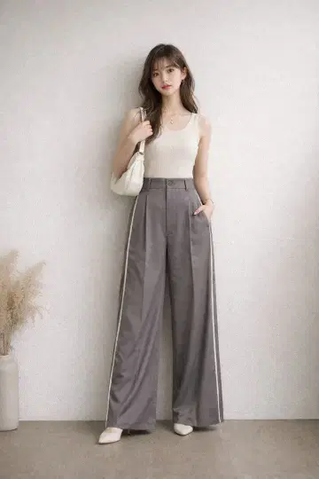 RETRO GIRL 레트로걸 사이드 라인 하이웨스트 와이드 팬츠