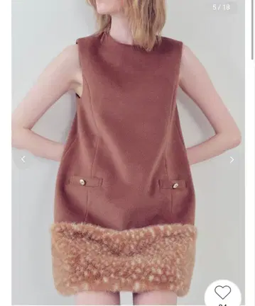 릴리 브라운 퍼 도킹 미니 원피스