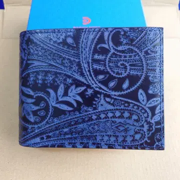 배기포트 네이비 나염 페이즐리 BAGGY POR 접이식 지갑 다크 블루