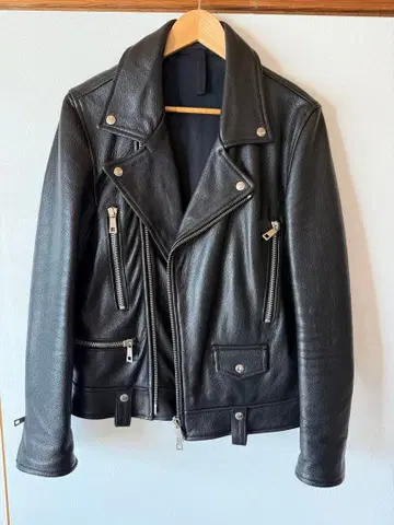 MUSHER 마샤 레더 블랙 더블 라이더 자켓