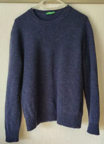 베네통 크루넥 울 100% 스웨터 M 네이비 손세탁 가능