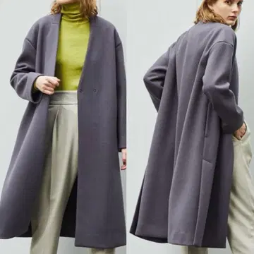 [ 새상품급 ] STUDIOUS 노카라 코트 울 혼방 그레이 롱 코트