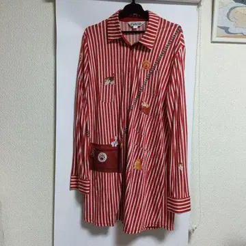 쿠니오 컬렉션 개 자수 첨부 긴팔 셔츠 L