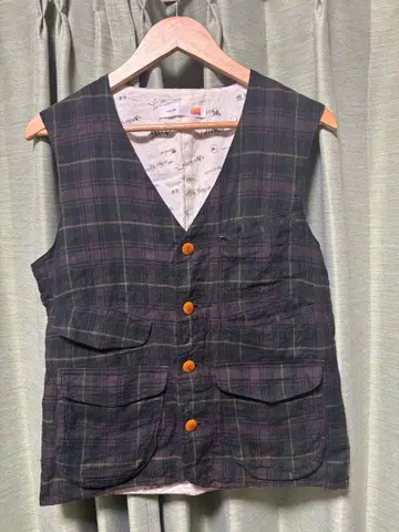 mellow people 다크 체크 베스트