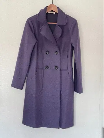Jan Domenico 이탈리아제 더블 브레스트 울 코트 퍼플