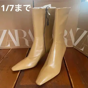ZARA 스틸레토 부츠 카멜 37