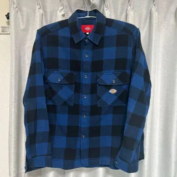 Dickies 파랑 블랙 체크 플란넬 셔츠 M