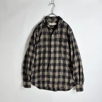 HAVERSACK 울 혼방 블록 체크 워크 셔츠 라운드 칼라